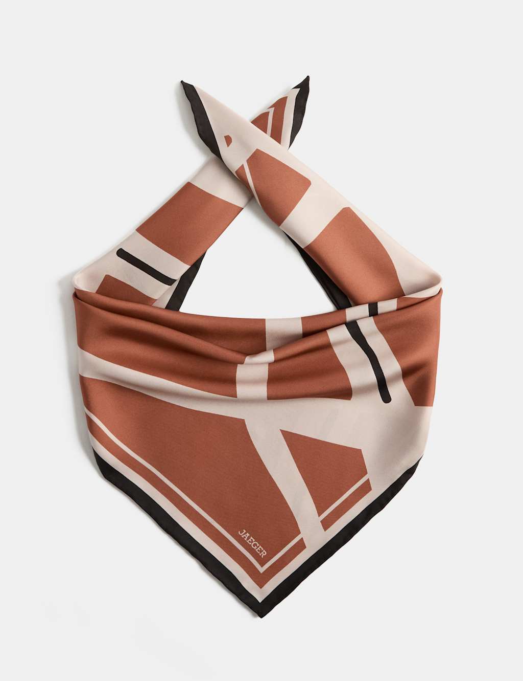 Jaeger Women's Pure Silk Swirl Check Scarf - Copper - By M&S
