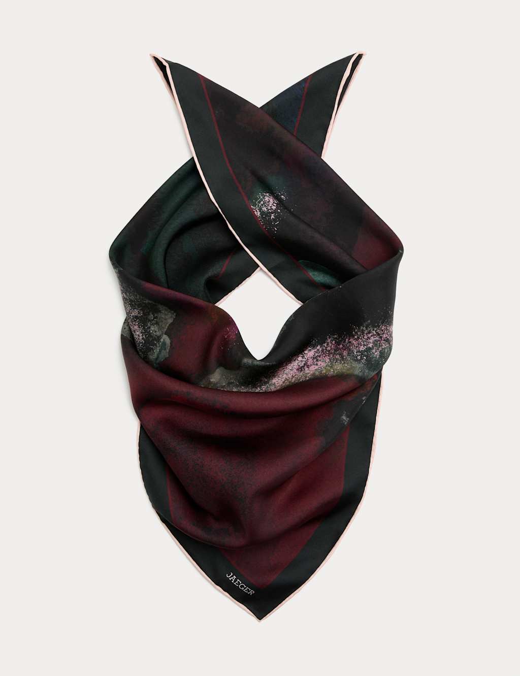 JAEGER Pure Silk Hand-Rolled Printed Scarf Multi