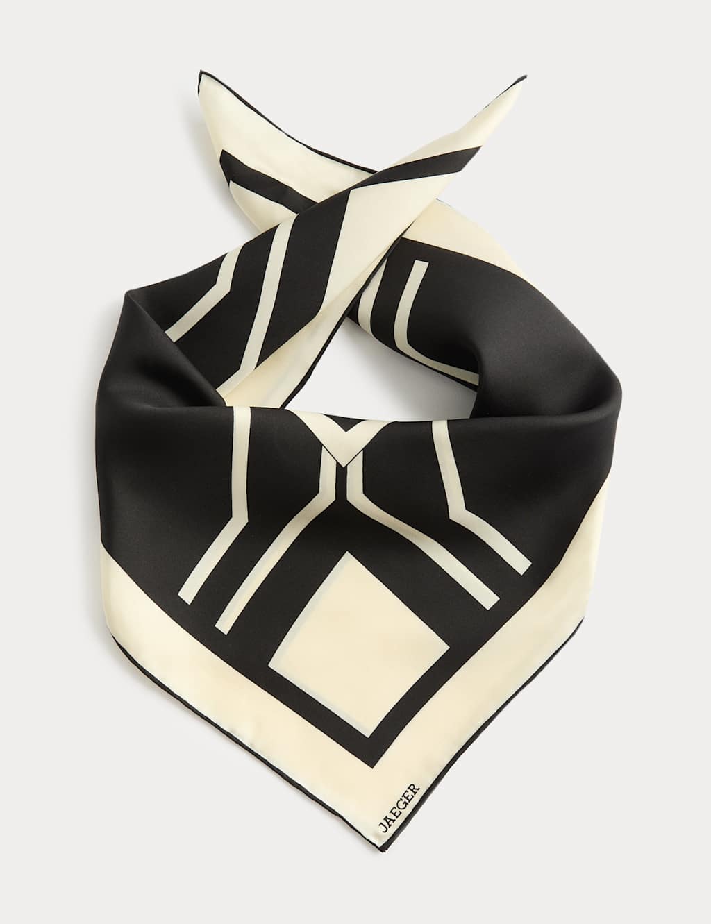 Jaeger Women's Pure Silk Geometric Scarf - Black/White - By M&S