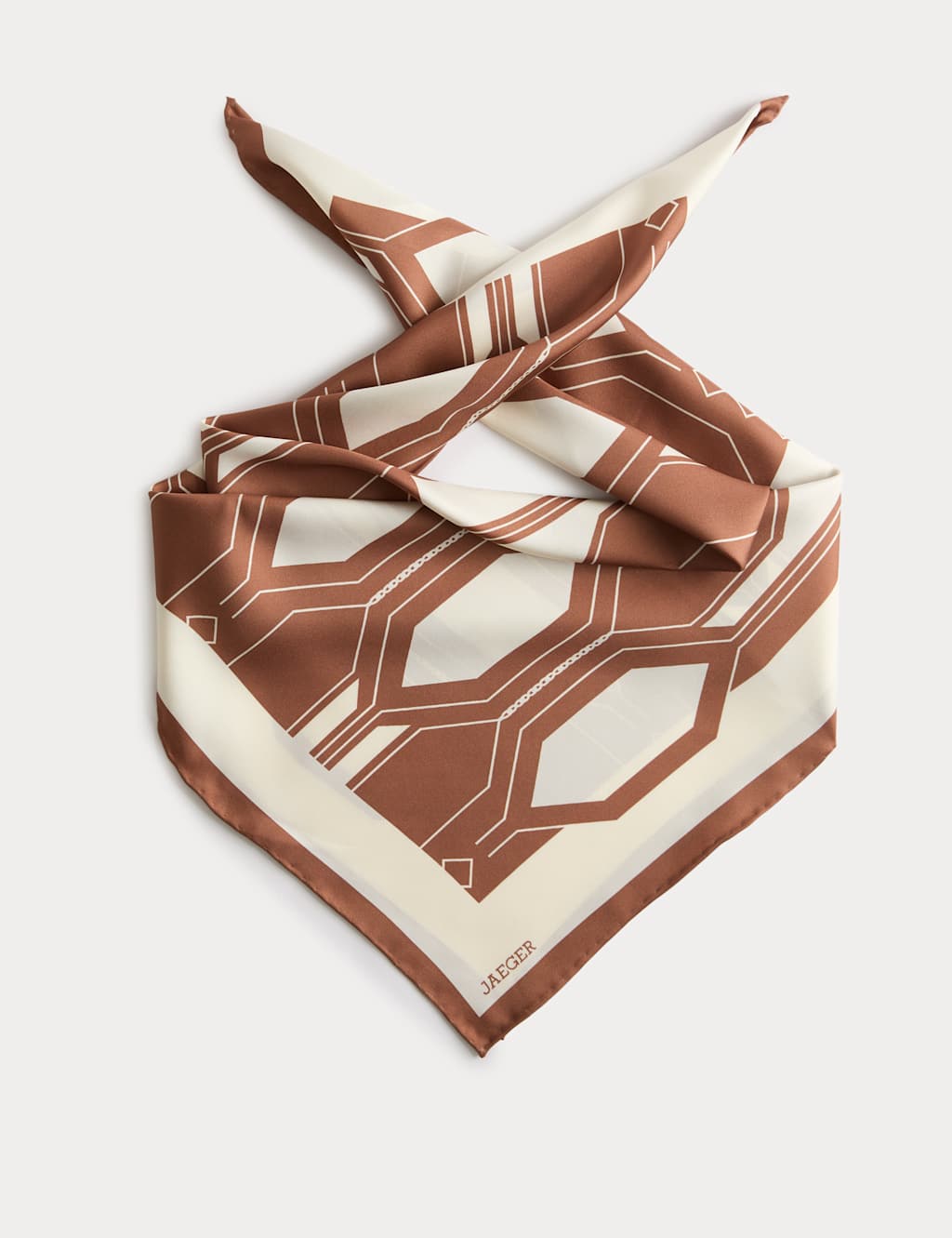 Jaeger Women's Pure Silk Geometric Scarf - Camel - By M&S
