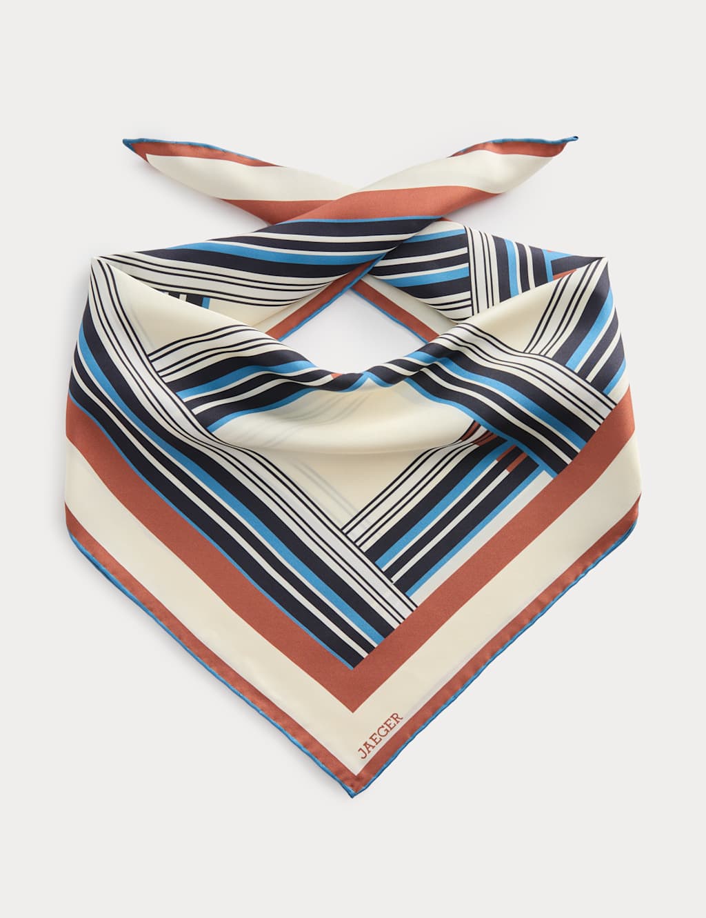 Jaeger Women's Pure Silk Geometric Scarf - Blue - By M&S