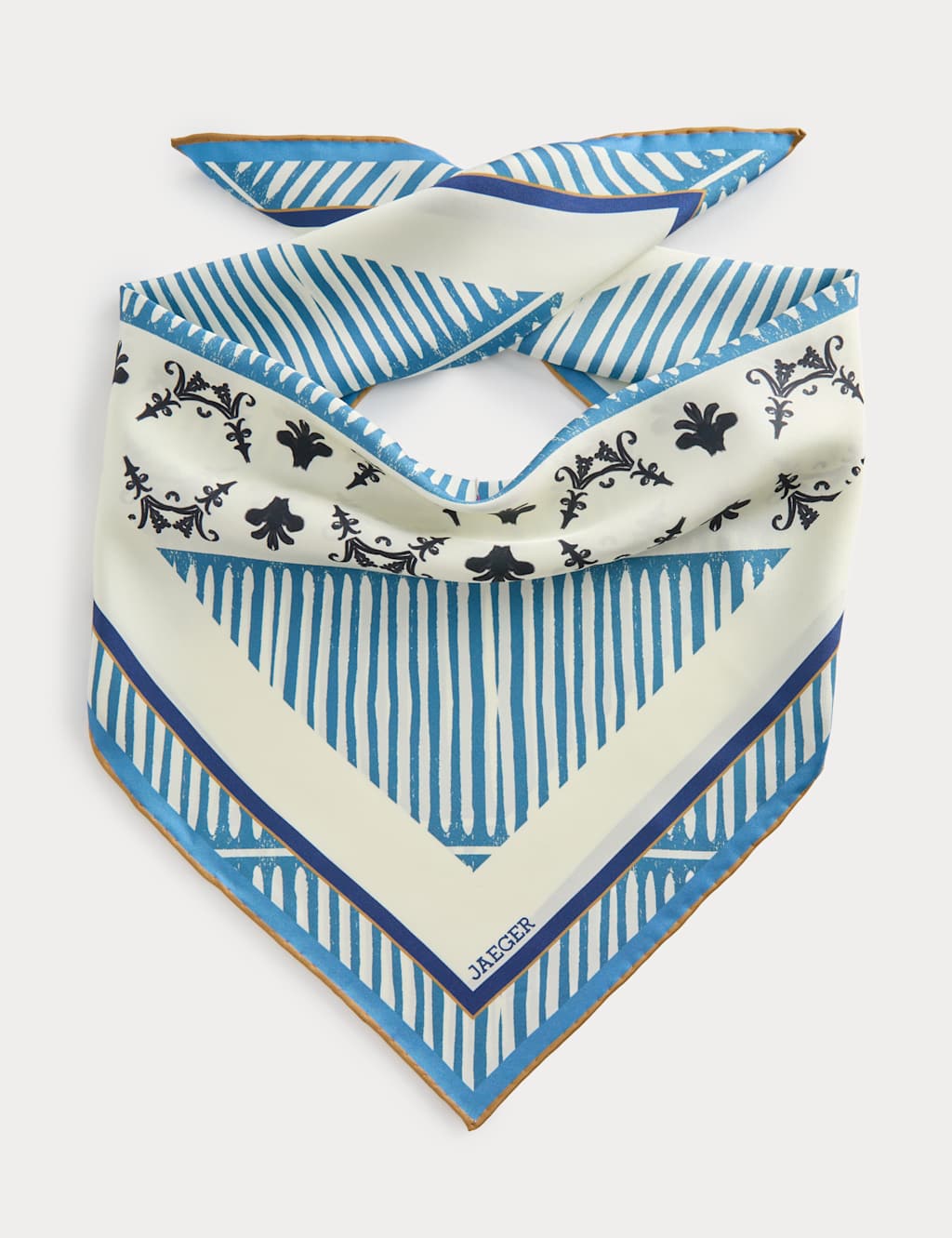 Jaeger Women's Pure Silk Linear Floral Scarf - Blue - By M&S