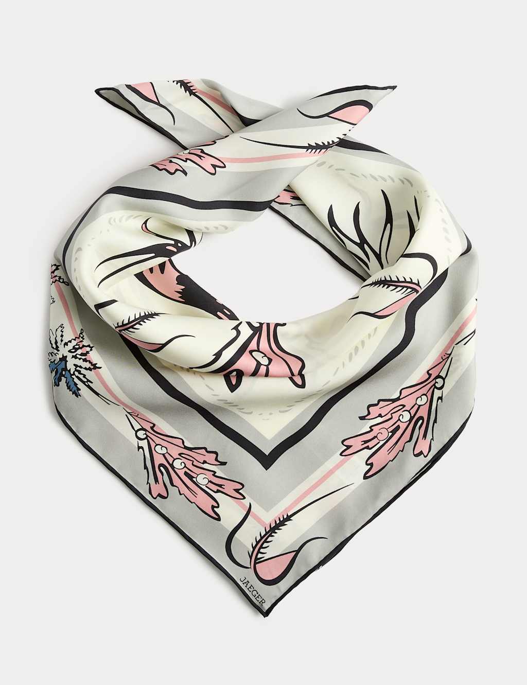 Jaeger Women's Pure Silk Sea Floral Check Square Scarf - Ivory Mix - By M&S