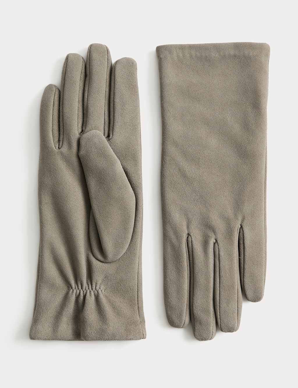 JAEGER Suede Silk Lined Gloves Grey