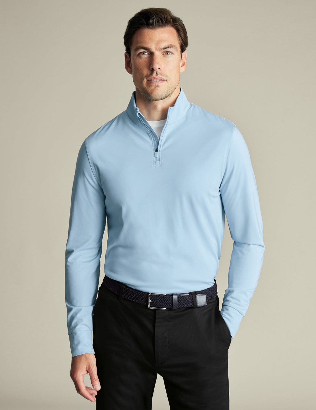Half Zip Long Sleeve Polo Shirt