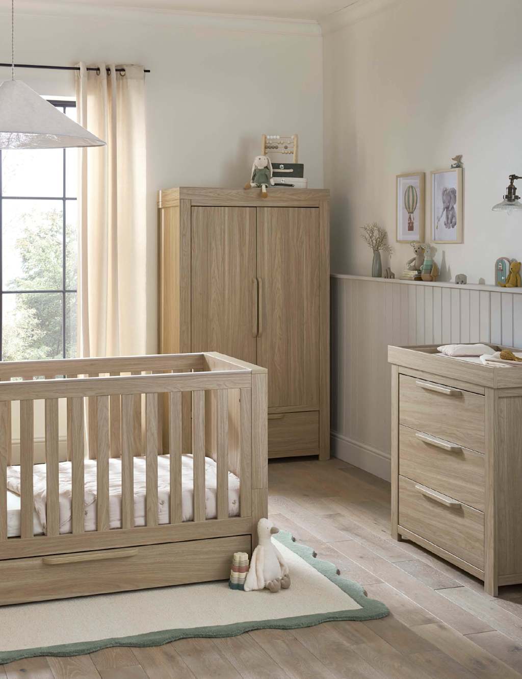 Franklin 3 Piece Cot Bed, Dresser & Wardrobe