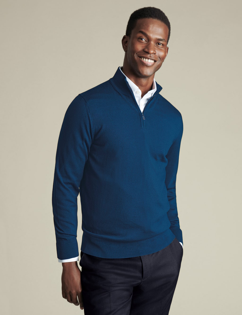 Pure Merino Wool Half Zip Jumper