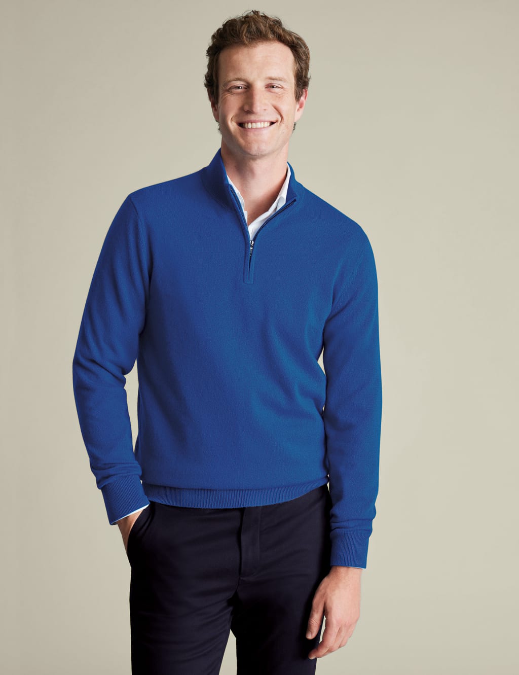 Pure Cashmere Half Zip Jumper