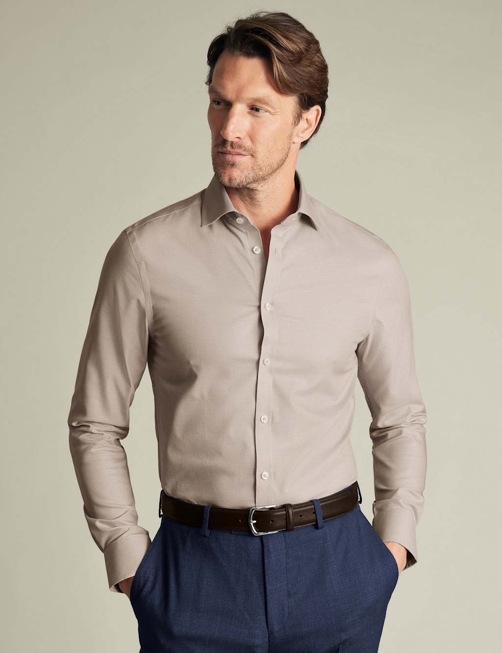 Slim Fit Easy Iron Pure Cotton Weave Shirt