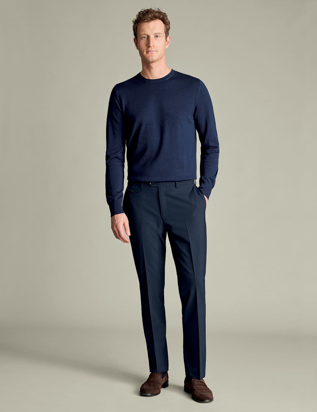 Regular Fit Wool Rich Stretch Suit Trousers