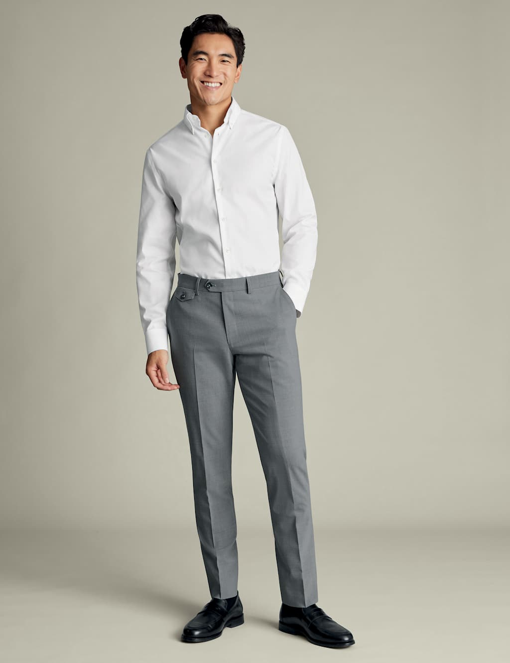 Regular Fit Wool Rich Stretch Suit Trousers