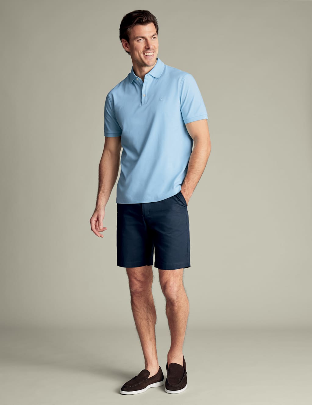 Linen Blend Flat Front Shorts