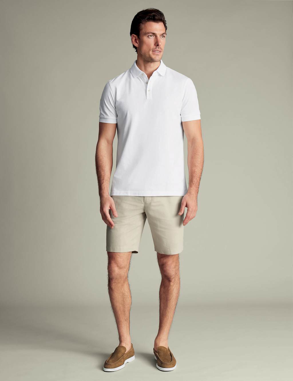 Linen Blend Flat Front Shorts