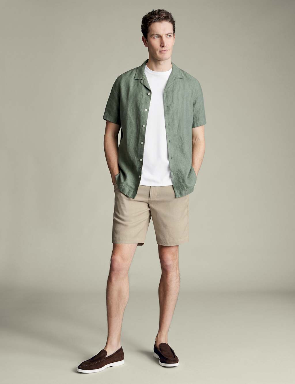 Pure Linen Flat Front Shorts