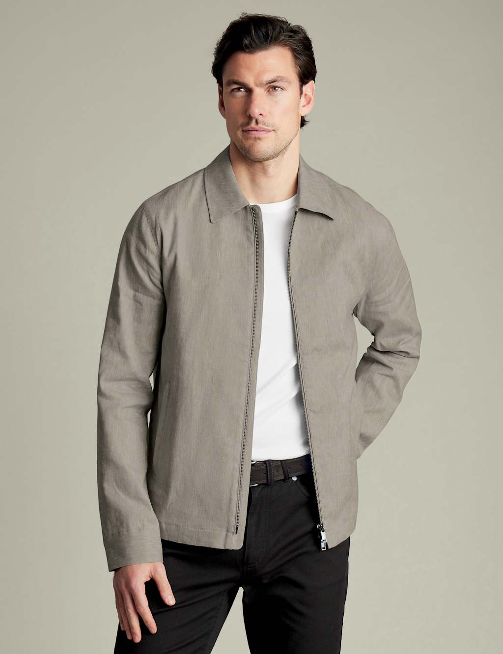 Linen Rich Stretch Harrington Jacket
