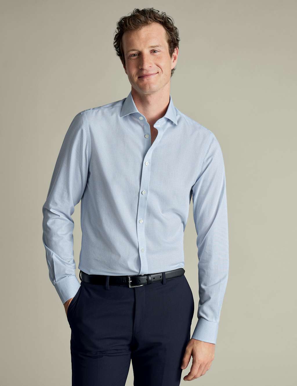 Non Iron Pure Cotton Gingham Check Shirt