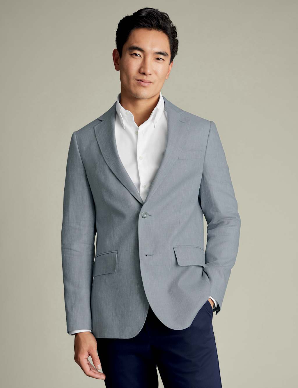 Slim Fit Linen Blend Suit Jacket
