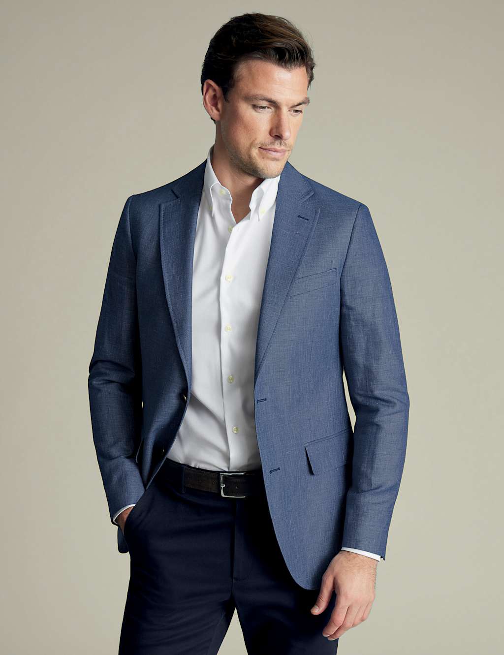 Slim Fit Linen Blend Suit Jacket