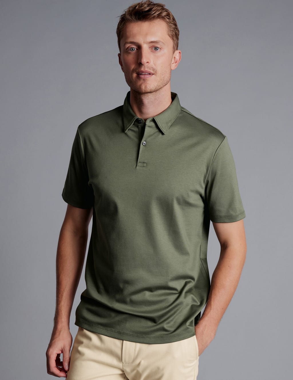 Charles Tyrwhitt Men's Pure Cotton Jersey Polo Shirt - XXL - Green, Green