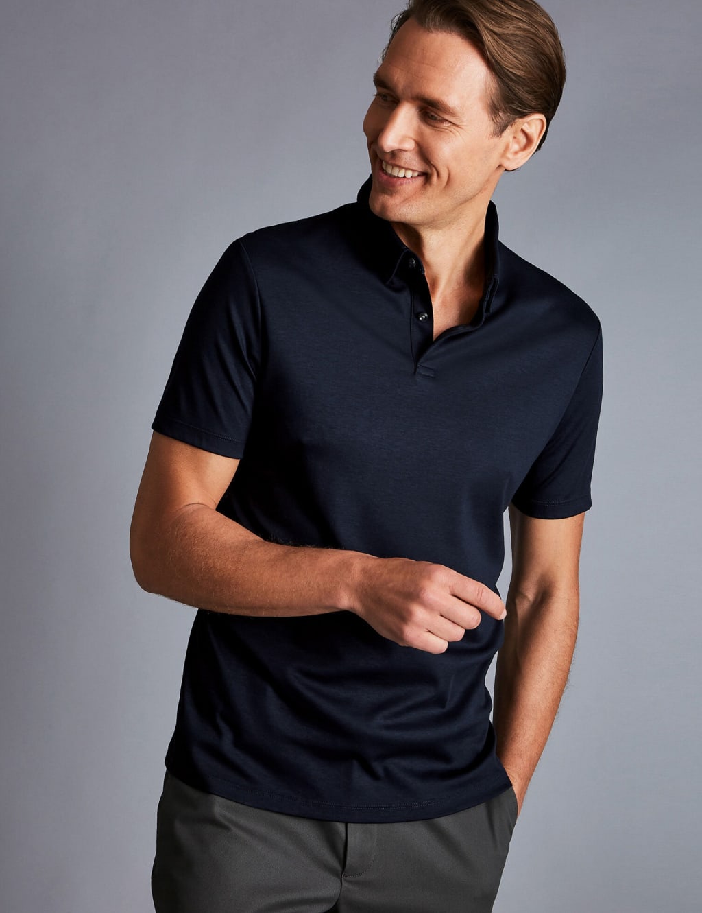 Charles Tyrwhitt Men's Pure Cotton Jersey Polo Shirt - M - Navy, Red,White,Navy,Blue Denim,Black