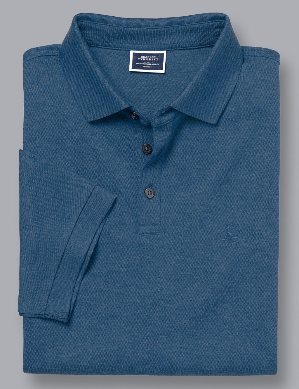 Charles Tyrwhitt Men's Cotton Rich Pique Polo Shirt - Indigo, Navy,White,Blue,Black,Indigo