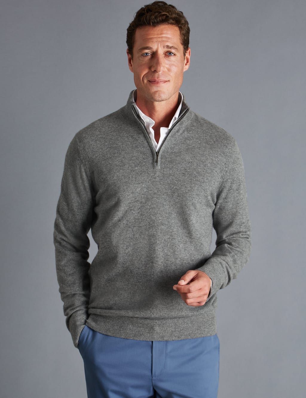 Pure Cashmere Half Zip Jumper