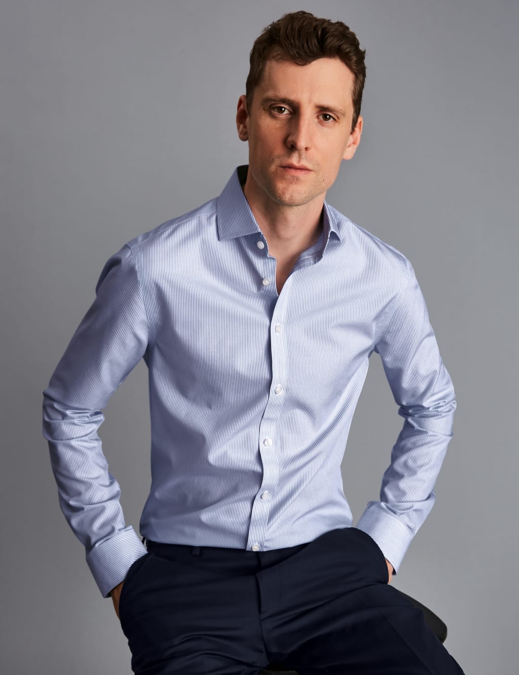 Slim Fit Non Iron Pure Cotton Striped Shirt