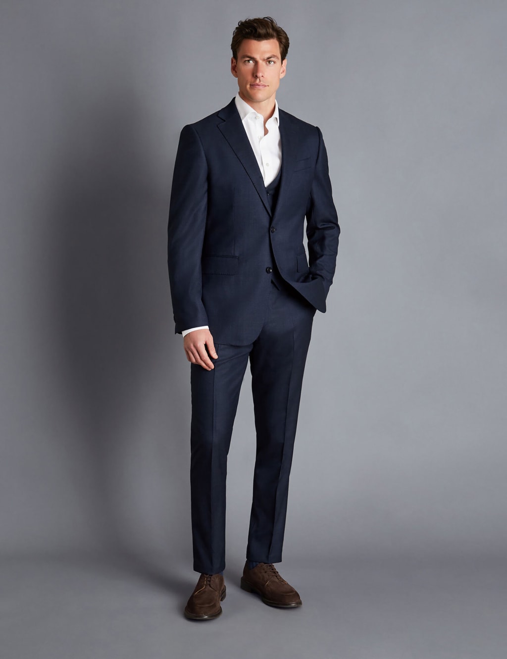 Charles Tyrwhitt Men's Slim Fit Super 120s Wool Suit Jacket - 38REG - Navy, Grey,Navy