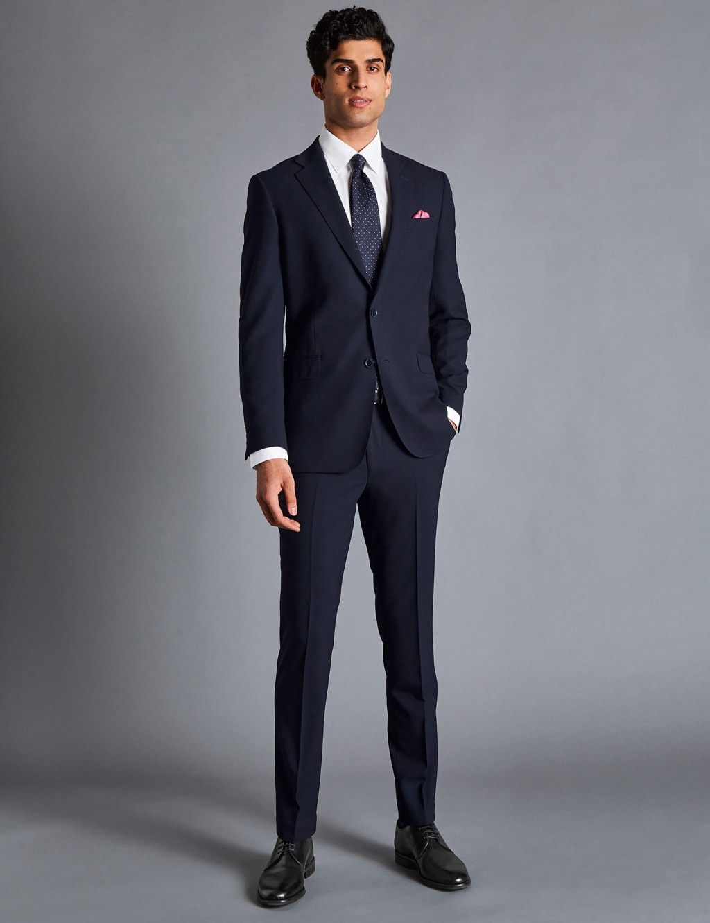 Charles Tyrwhitt Men's Slim Fit Super 120s Wool Suit Jacket - 40REG - Navy, Grey,Navy