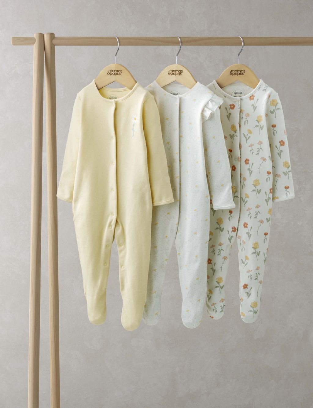 3pk Pure Cotton Floral Sleepsuits (0-24 Mths)