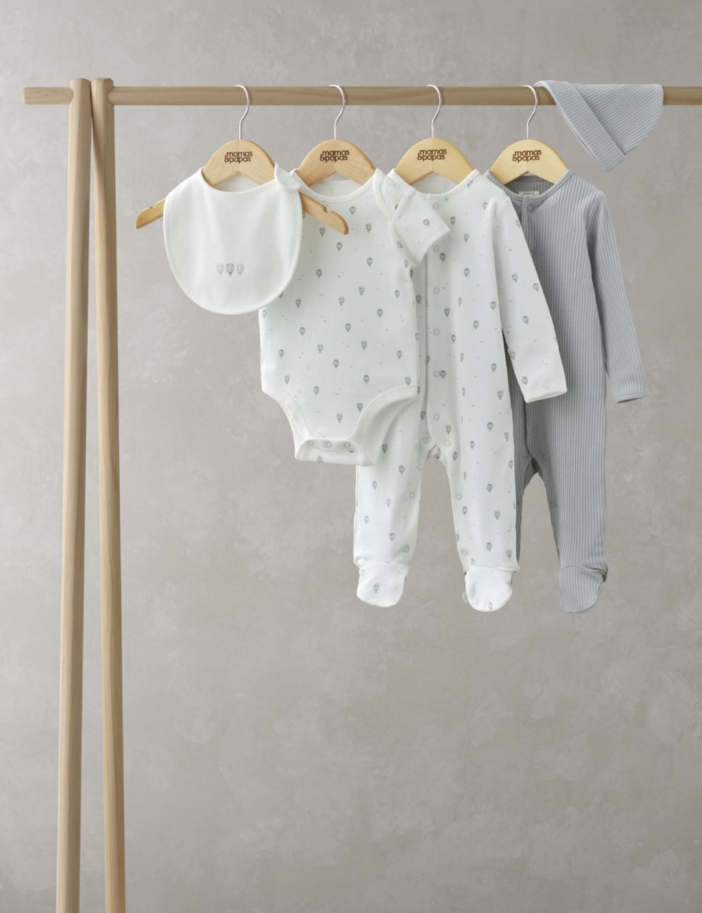 Mamas & Papas Boys 5pc Cotton Rich Hot Air Balloon Starter Set (0-12 Mths) - 0-3 M - Blue, Blue