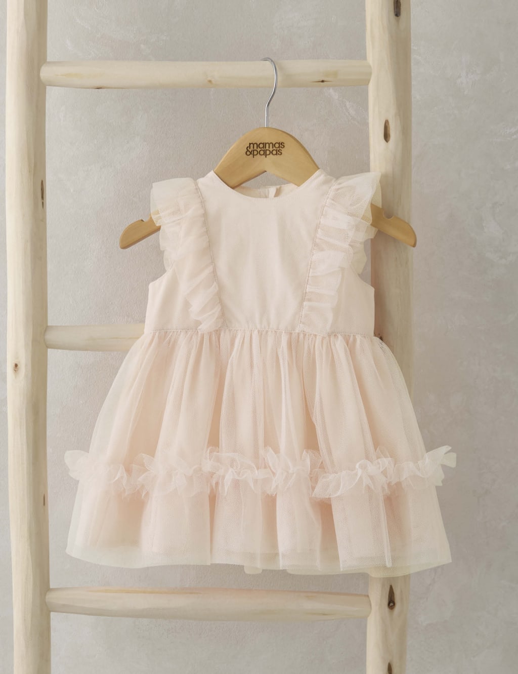 Mamas & Papas Girls Tulle Dress (0-3 Yrs) - 3-6 M - Pink, Pink