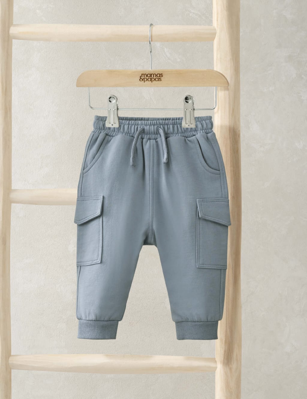 Mamas & Papas Boys Pure Cotton Cargo Joggers (0 Mths-3 Yrs) - 0-3 M - Blue, Blue