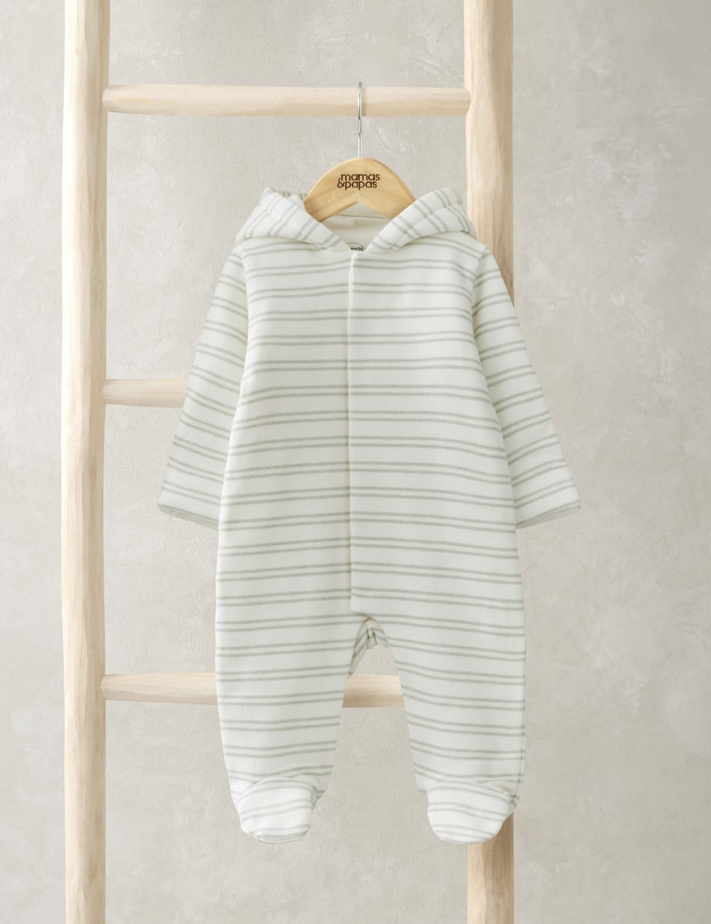 Cotton Rich Hooded Double Stripe Pramsuit (0-12 Mths)