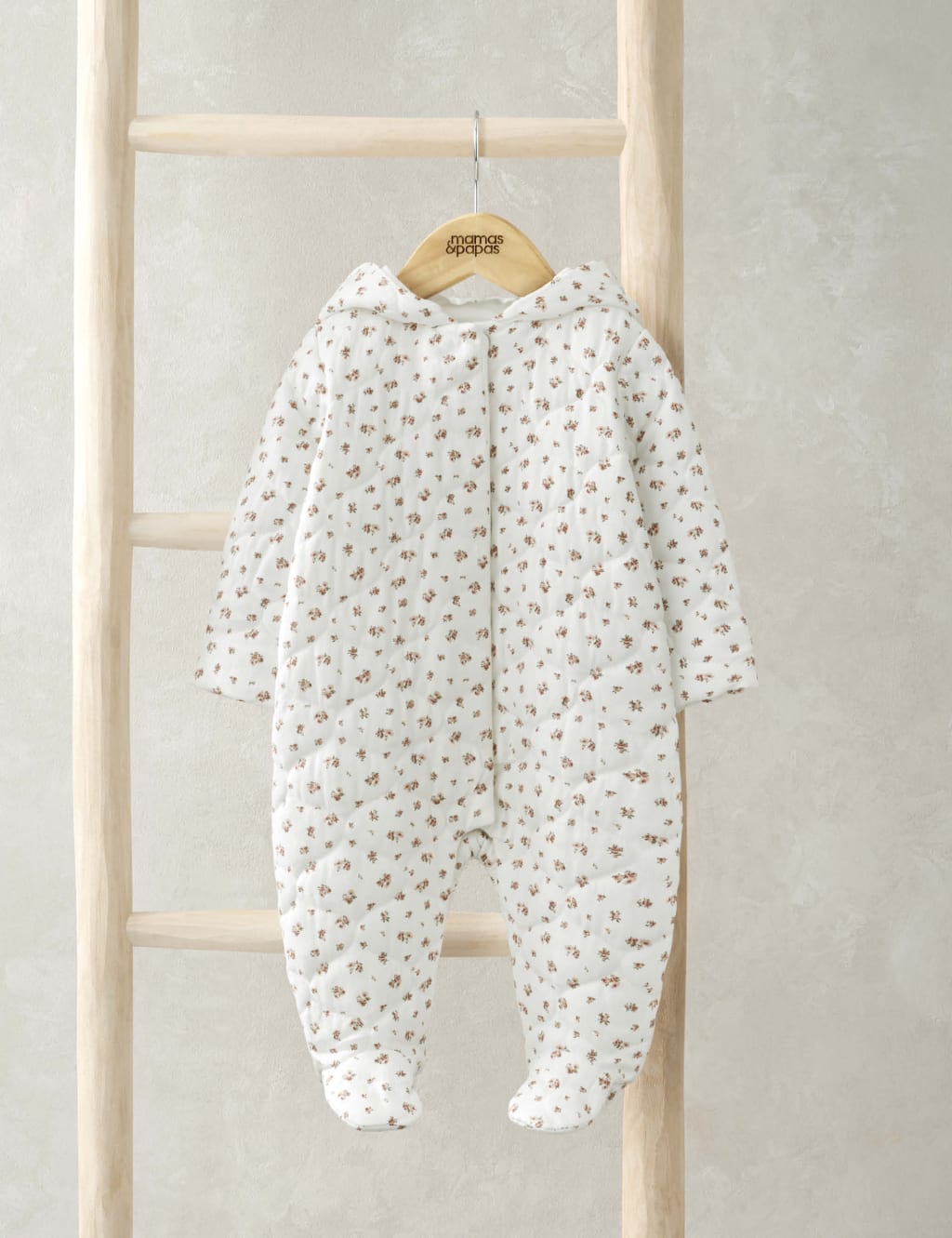 Floral Hooded Quilted Pramsuit (0-12 Mths)