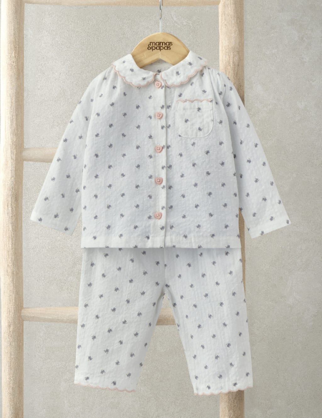 Mamas & Papas Girls Pure Cotton Floral Pyjamas (3-36 Mths) - 6-9 M - Multi, Multi