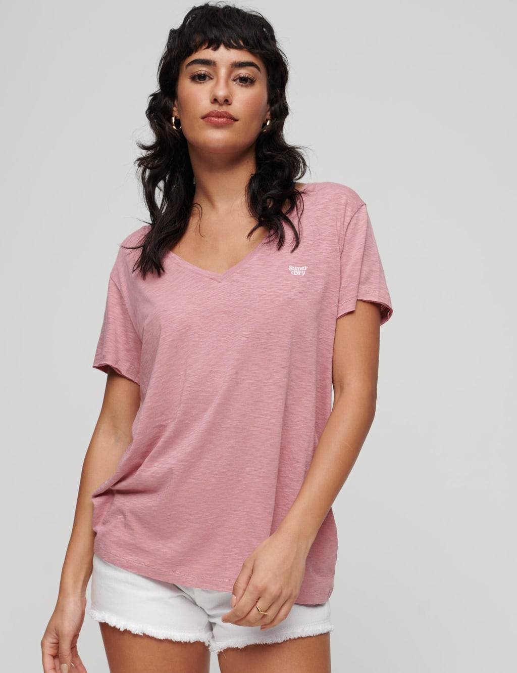 Superdry Women's Cotton Rich Embroidered T-Shirt - 16 - Pink, Pink,Navy