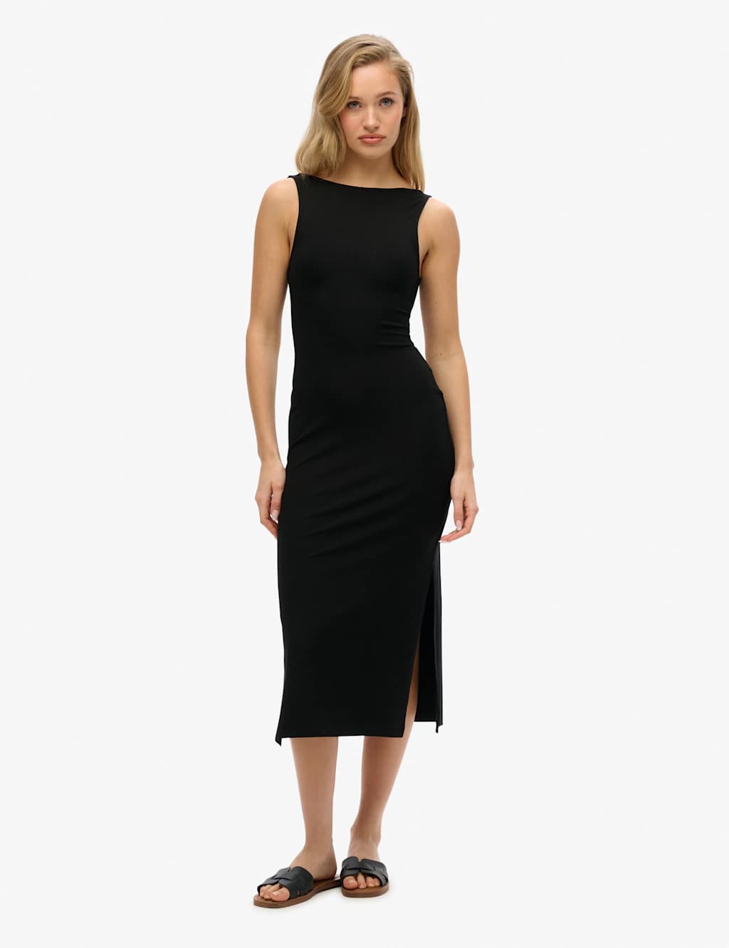 Jersey Cut Out Detail Midi Bodycon Dress