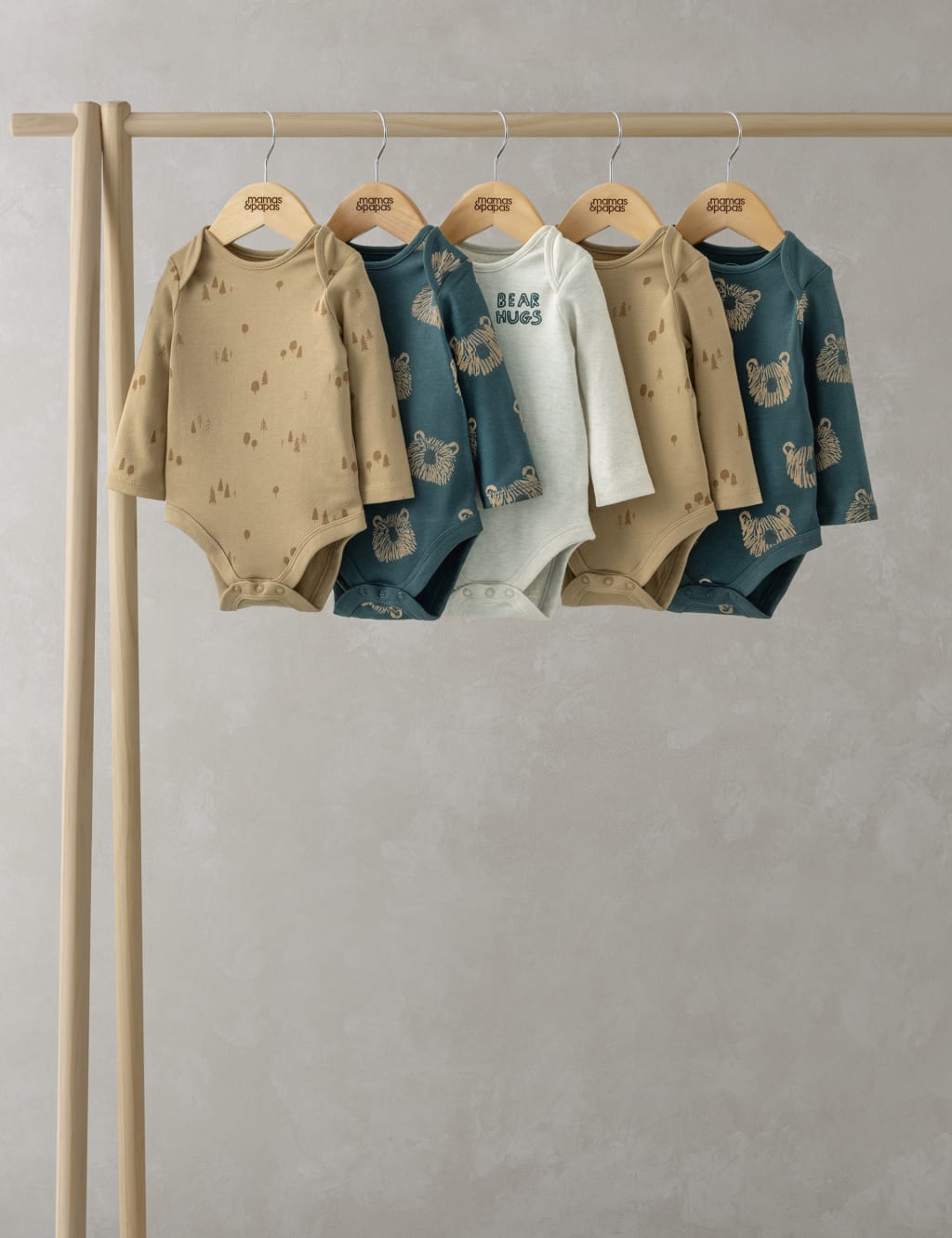 5pk Pure Cotton Bear Bodysuits (0-24 Mths)