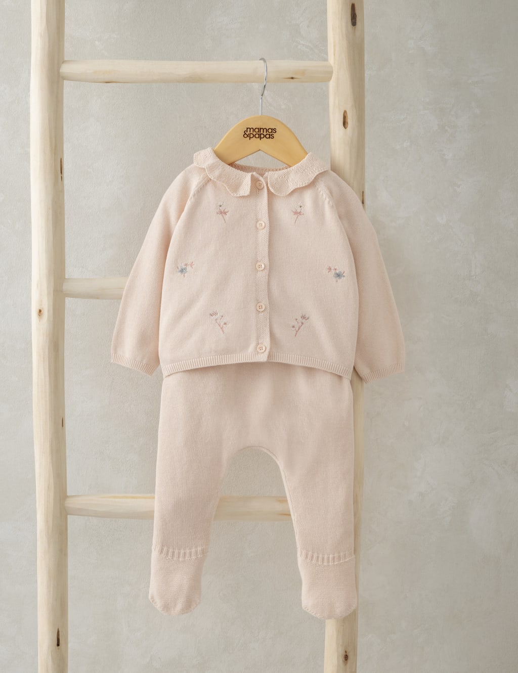 2pc Pure Cotton Knitted Floral Outfit (0-9 Mths)