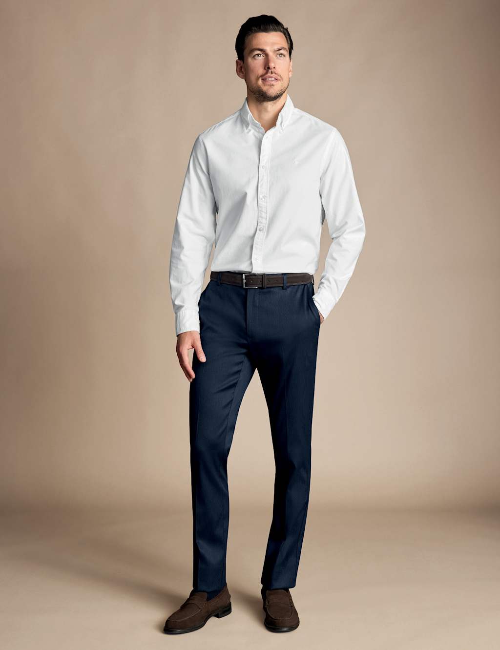 Slim Fit Cotton Rich Textured Trousers