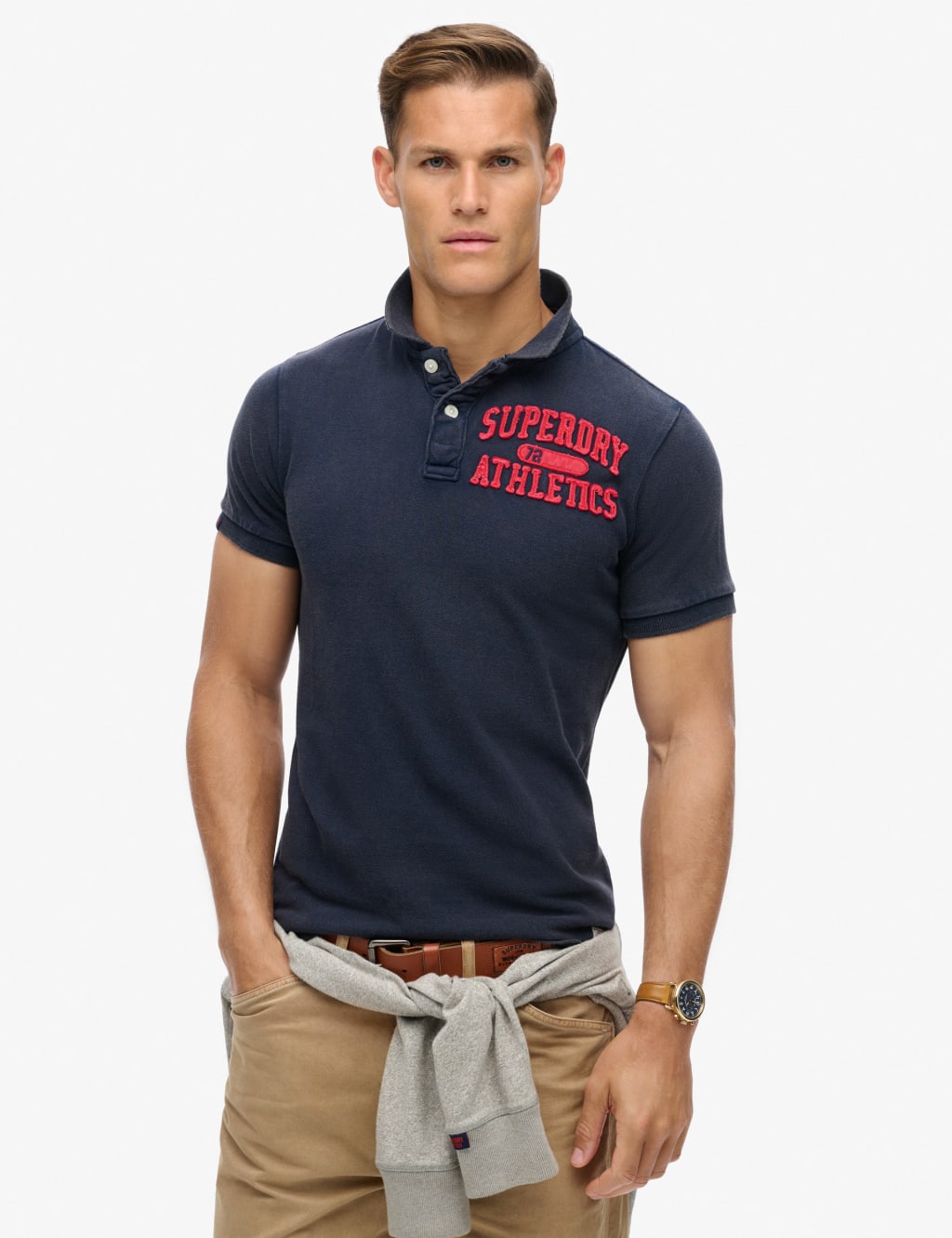 Superdry Men's Pure Cotton Polo Shirt - Navy, Yellow,Navy