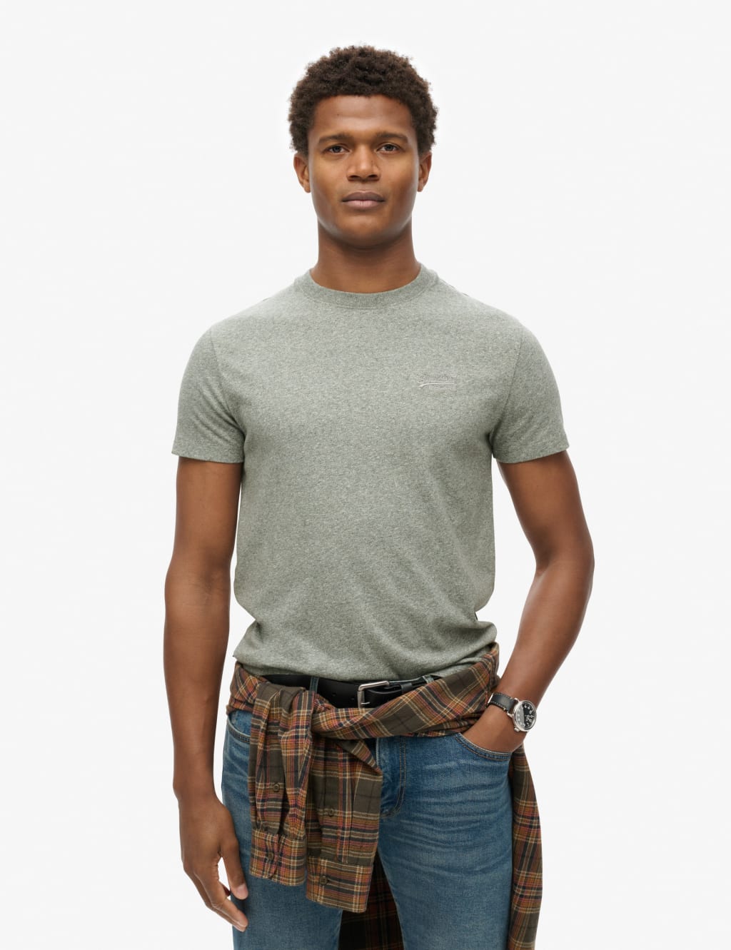 Superdry Men's Cotton Crew Neck T-Shirt - M - Grey, Teal,Khaki,Pumpkin,Purple,Oatmeal,Grey Mix,Burgundy,Grey,Pink,Yellow