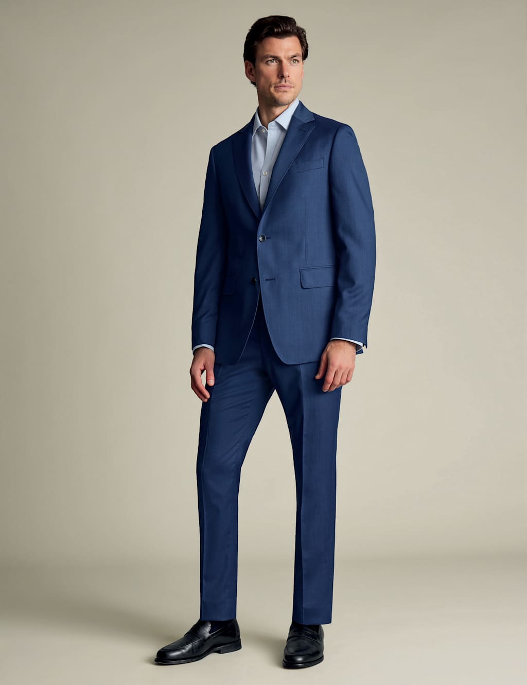 Regular Fit Pure Wool Flat Front Trousers