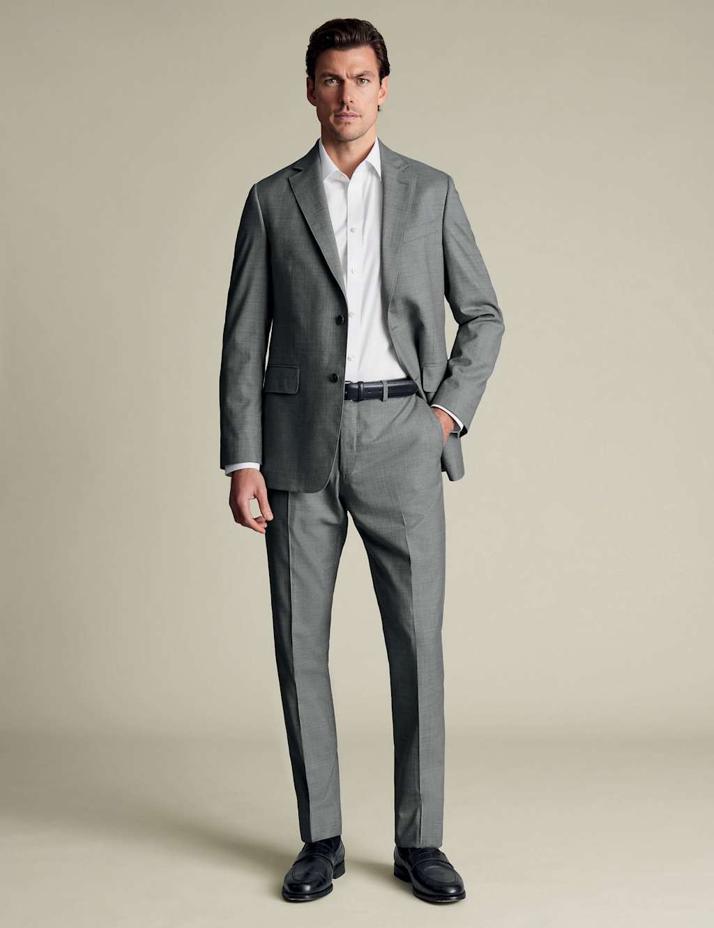 Regular Fit Pure Wool Flat Front Trousers