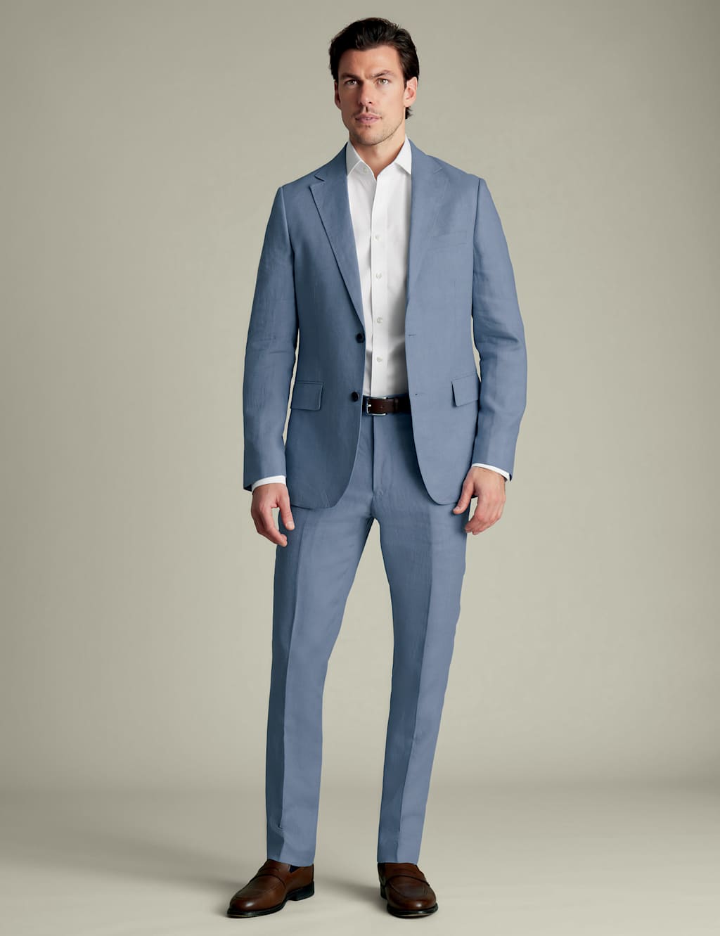 Slim Fit Pure Linen Flat Front Trousers