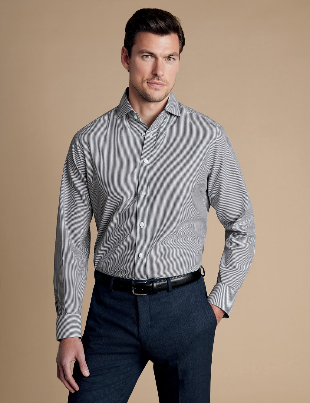 Slim Fit Non Iron Pure Cotton Striped Shirt