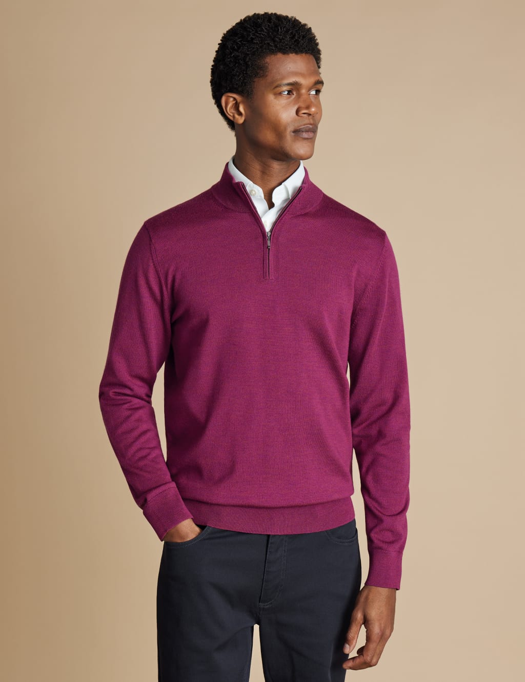 Pure Merino Wool Half Zip Jumper