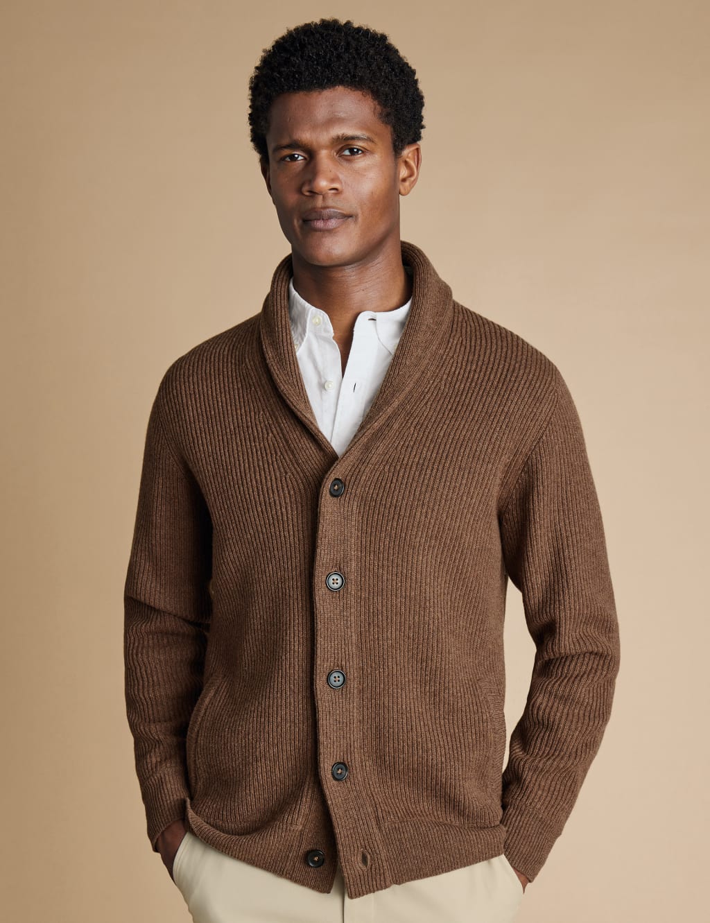 Pure Merino Wool Shawl Collar Cardigan