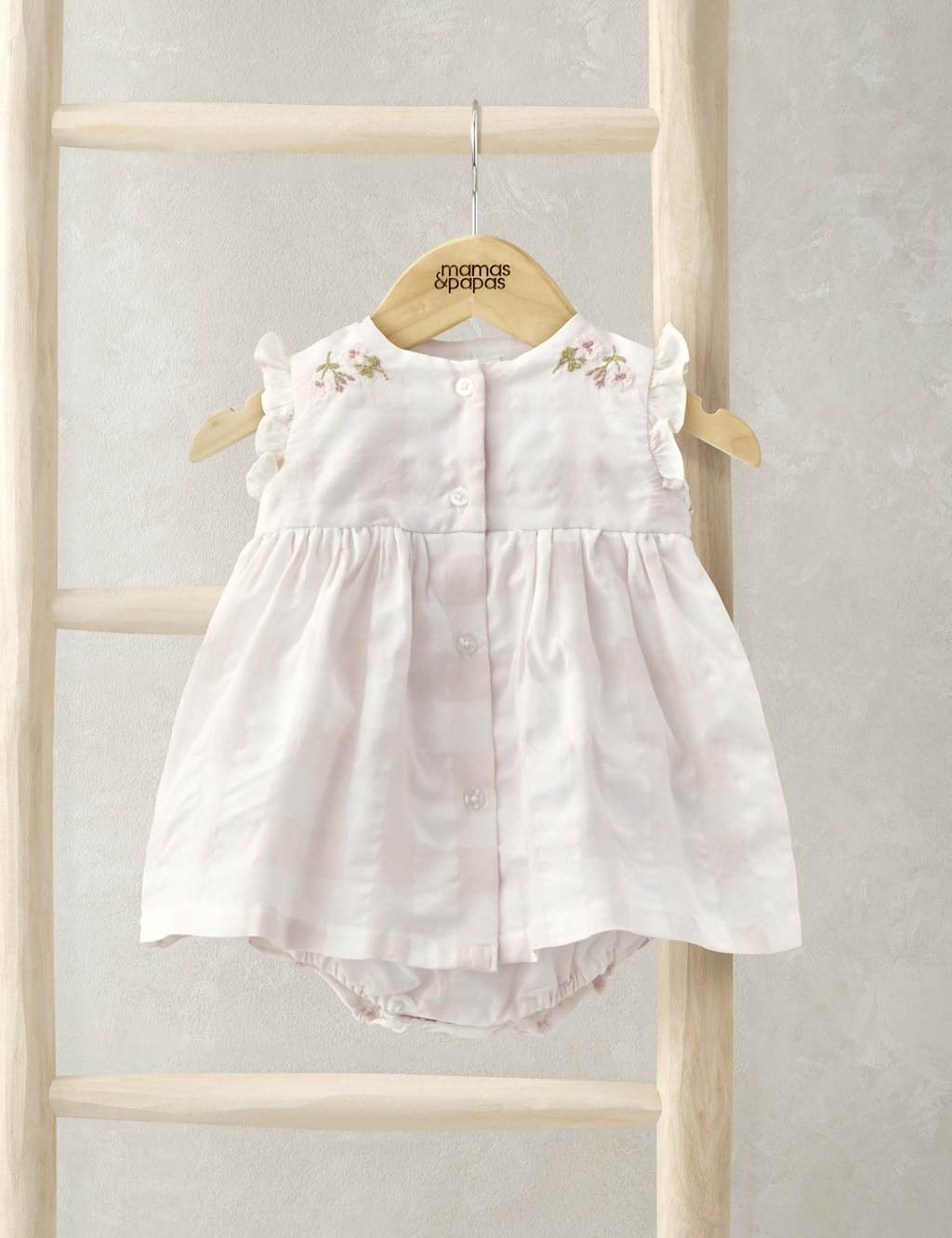 Cotton Blend Gingham Romper Dress (0-12 Mths)